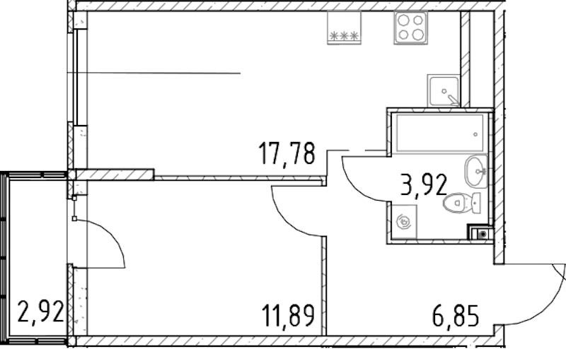 1-комнатная квартира 40.44 м², 19/23 эт., ЖК «Город Первых»
